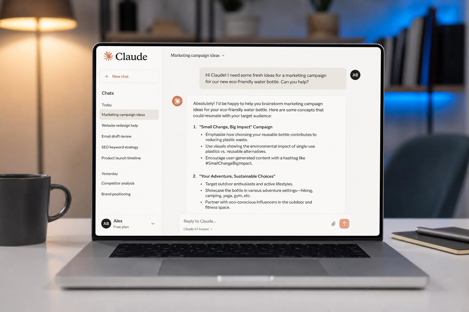 Swift AI consultant helping a business team use Claude on their laptop